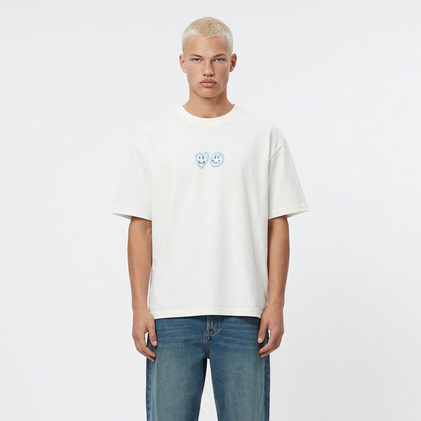 TSHIRT SMILEY BLANC