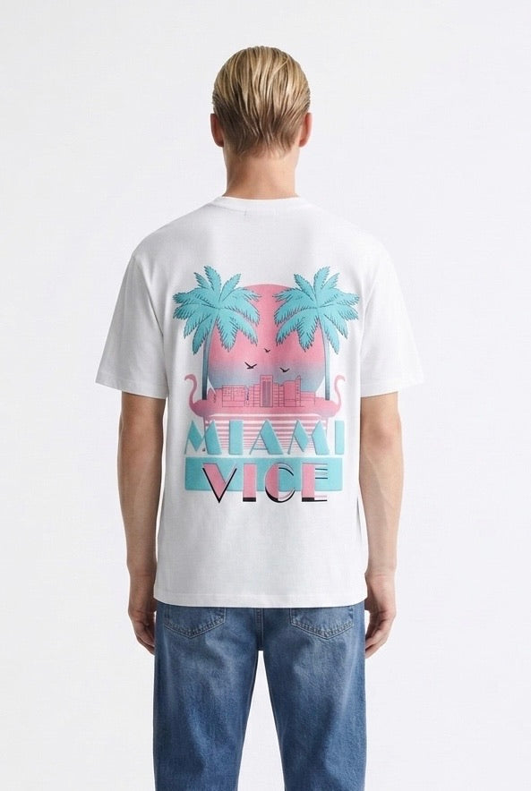 T-SHIRT MIAMI VICE BLANC